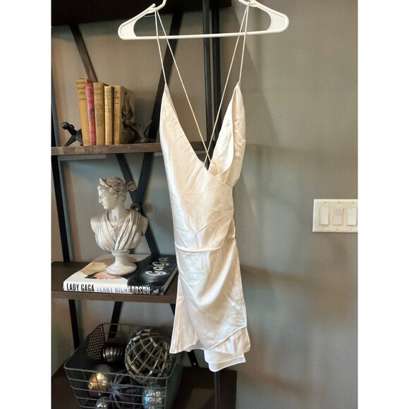 SEROYA Leah Silk Mini Dress Pearl Womens Size Medium - Picture 5 of 10